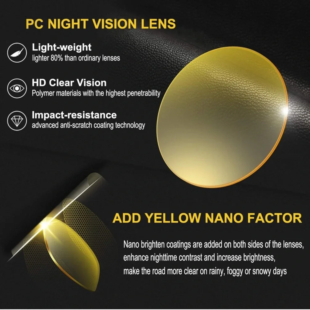 NIB URUMQI Anti-Glare Night Driving Glasses - Fit Over Prescription Glasses